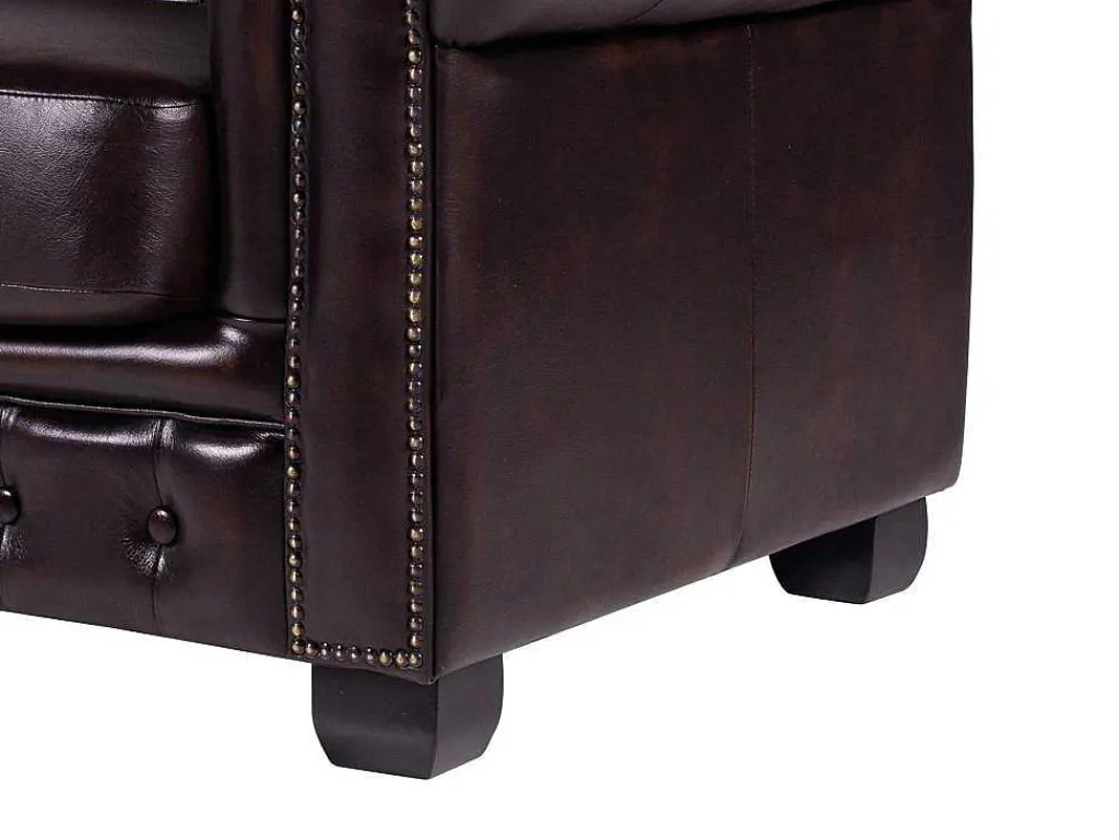 Vierzitsbank Chesterfield Brenton 100% Buffelleer - Bruin Tinten-LINEA SOFA