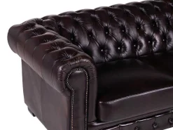Vierzitsbank Chesterfield Brenton 100% Buffelleer - Bruin Tinten-LINEA SOFA