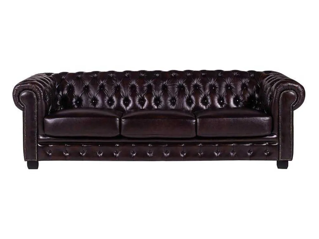 Vierzitsbank Chesterfield Brenton 100% Buffelleer - Bruin Tinten-LINEA SOFA