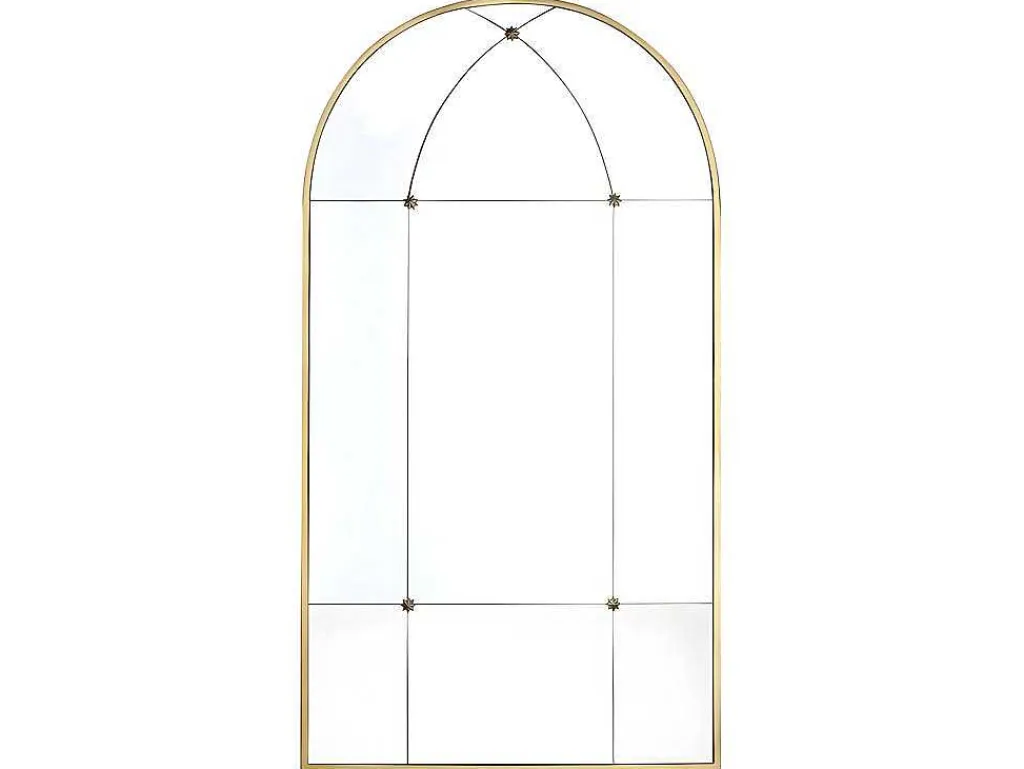 Vintage-Spiegel Van Metaal Palmyre - B80 X H150 Cm - Verouderd Goudkleurig-OZAIA New