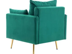 Vipi Fauteuil In Fluwelen Stof Met Opbergruimte En Kussen - Poten Van Goudkleurig Metaal - Groen-ModernLuxe Best