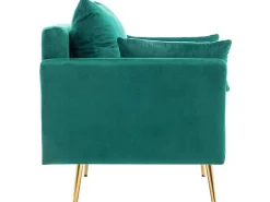 Vipi Fauteuil In Fluwelen Stof Met Opbergruimte En Kussen - Poten Van Goudkleurig Metaal - Groen-ModernLuxe Best
