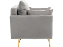 Vipi Fauteuil In Fluwelen Stof Met Opbergruimte En Kussen - Poten Van Goudkleurig Metaal - Grijs-ModernLuxe Sale