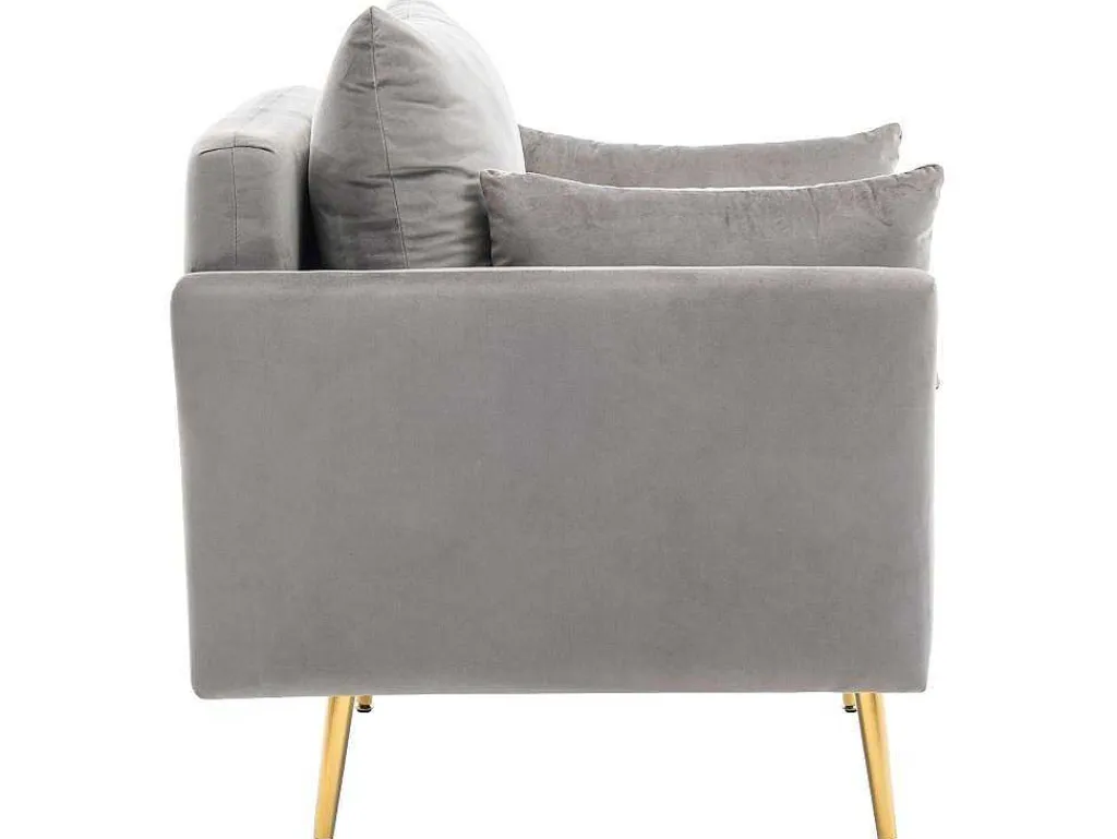 Vipi Fauteuil In Fluwelen Stof Met Opbergruimte En Kussen - Poten Van Goudkleurig Metaal - Grijs-ModernLuxe Sale