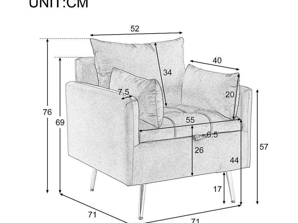 Vipi Fauteuil In Fluwelen Stof Met Opbergruimte En Kussen - Poten Van Goudkleurig Metaal - Grijs-ModernLuxe Sale