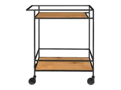 Vita Barwagen Op Wielen Met 2 Schappen, Zwart, Eikenhouten Decor.-House Nordic Outlet