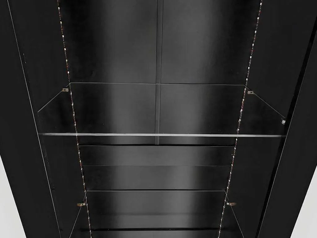 Vitrine L 166Cm Met Led - 3 Glazen Planken - Zwart-ModernLuxe Clearance