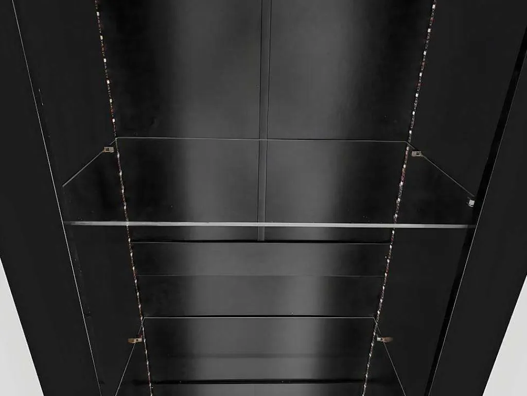 Vitrine L 166Cm Met Led - 3 Glazen Planken - Zwart-ModernLuxe Clearance