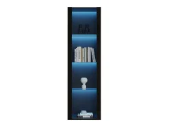 Vitrine L 166Cm Met Led - 3 Glazen Planken - Zwart-ModernLuxe Clearance