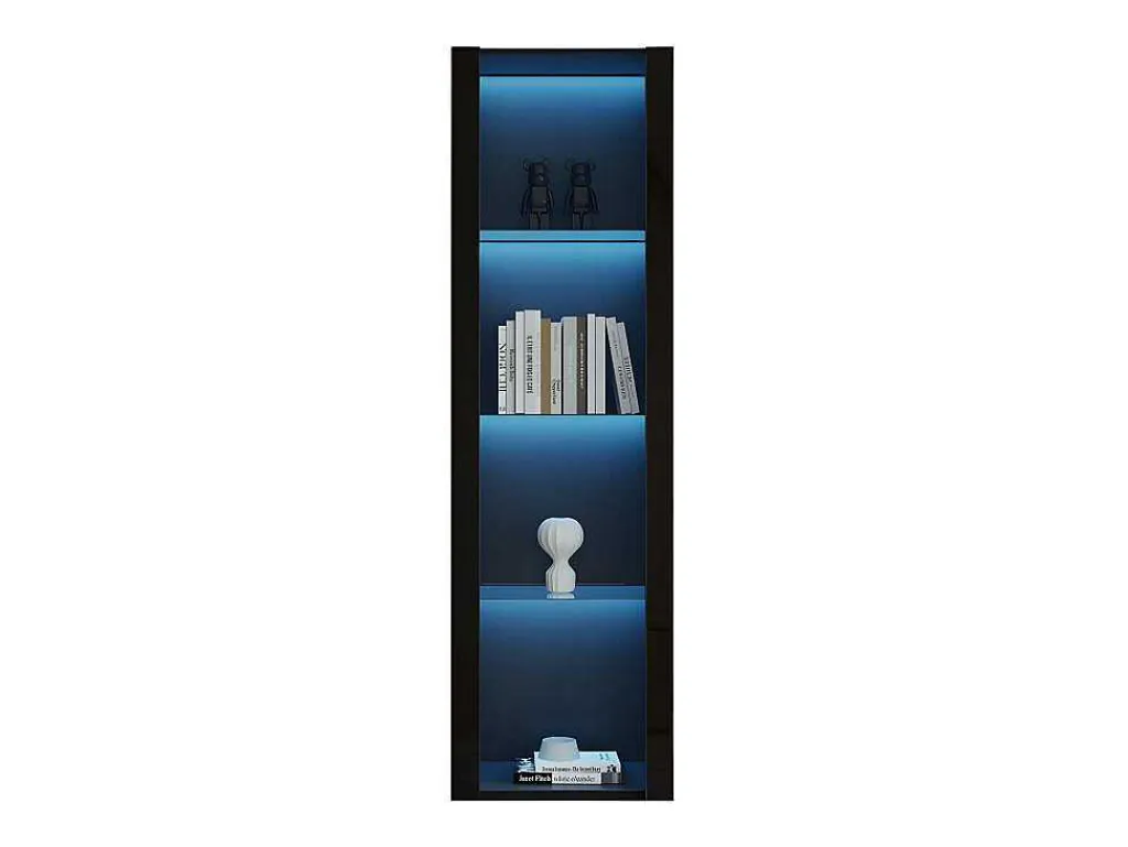 Vitrine L 166Cm Met Led - 3 Glazen Planken - Zwart-ModernLuxe Clearance