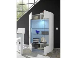 Vitrinekast Calisto - Met Led-Verlichting - Twee Deuren Van Glas - Wit Gelakt-Vente-unique Discount