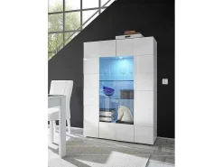 Vitrinekast Calisto - Met Led-Verlichting - Twee Deuren Van Glas - Wit Gelakt-Vente-unique Discount