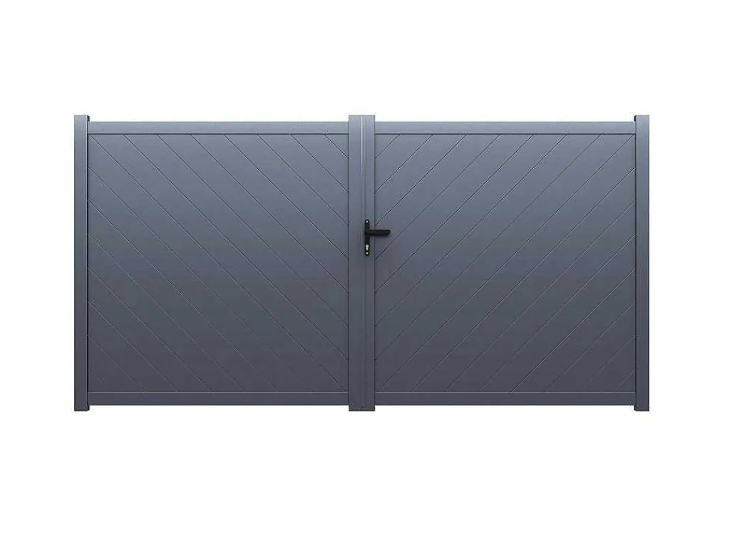 Vleugelpoort - Vol Aluminium - L350 X H180 Cm - Antraciet - Zerano-EXPERTLAND New