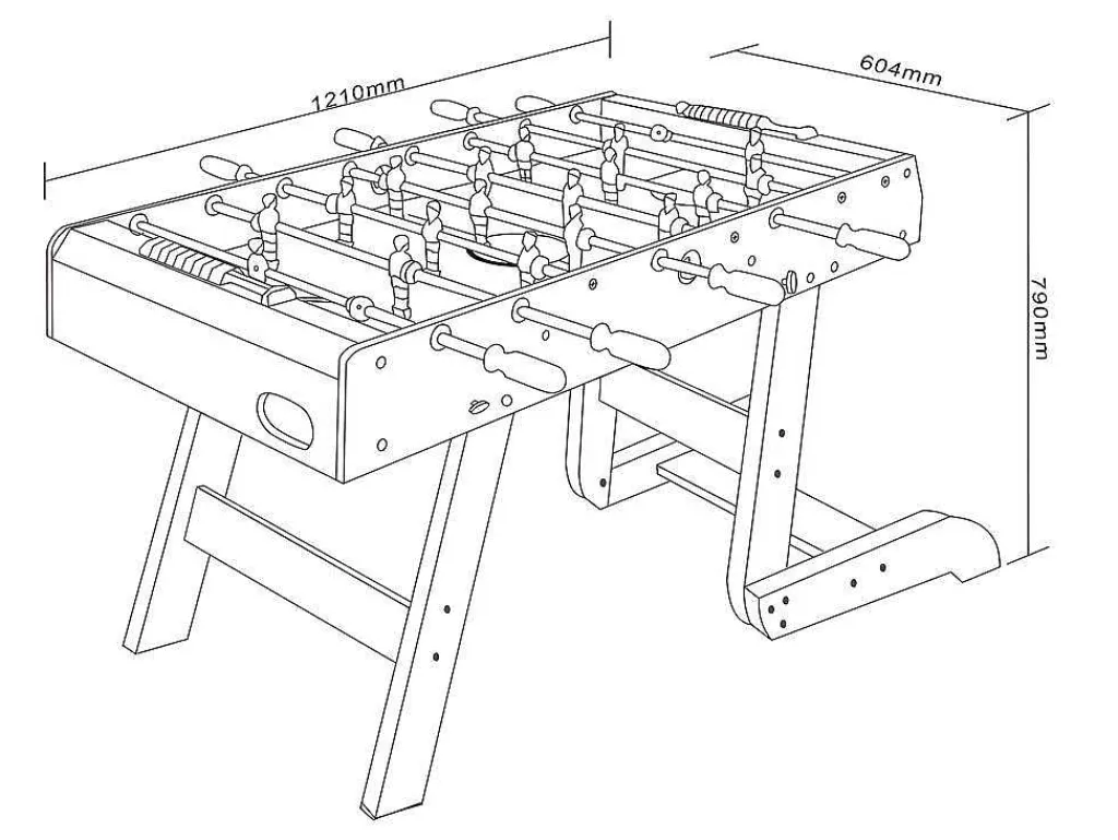 Voetbaltafel Van Naturel Houtkleurig Mdf - Opklapbaar - L121 X B61 X H79 Cm - Horton-Vente-unique Best