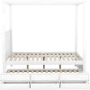 Volwassen Bed 140X200Cm - Hemelbed Met Onderschuifbed En 3 Lades - Wit-ModernLuxe Best
