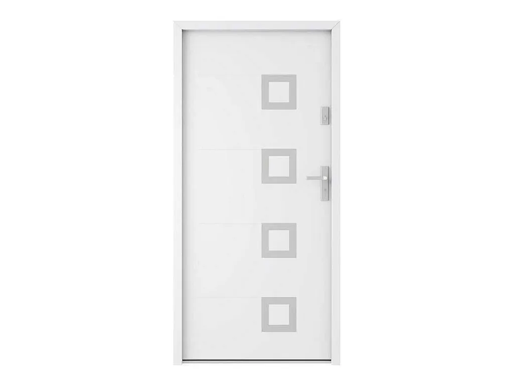 Voordeur In Massief Staal Met Accenten In Inox H207 X B100 Cm Wit Links Binnendraaiend Tifana-Vente-unique Outlet