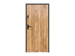 Voordeur Van Vol Staal H207 X L100 Cm Eikeneffect - Duwt Rechts Open - Agueda-Vente-unique Discount