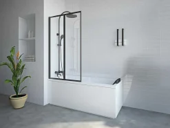 Vouwbaar Badscherm In Metaal Matzwart Industriele Stijl 80 X 140 Cm District-Shower & Design Hot