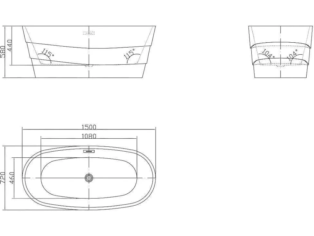 Vrijstaand Designbad - 200 L - 150 X 72 X 58 Cm - Wit - Dominika-Shower & Design Online