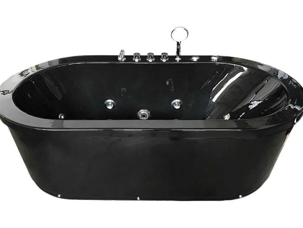 Vrijstaand Ovaal Zwart Whirlpoolbad 185 X 95 Cm 10 Jets Berry-ELITESHOPPING Hot