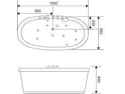 Vrijstaand Ovaal Zwart Whirlpoolbad 185 X 95 Cm 10 Jets Berry-ELITESHOPPING Hot