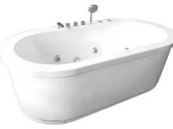 Vrijstaand Wit Ovaal Whirlpoolbad 185 X 95 Cm 10 Jets Perlie-ELITESHOPPING