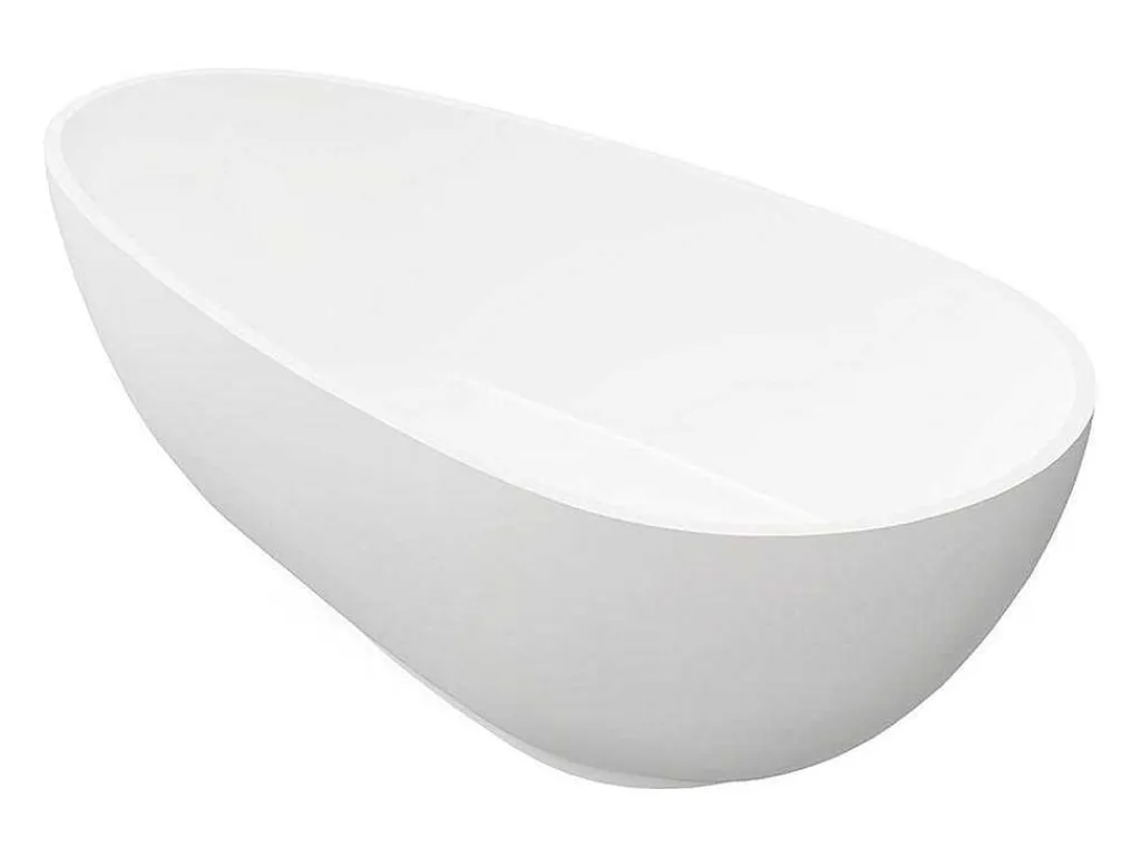 Vrijstaande Assymetrische Badkuip In Solid Surface - 268L - 172 X 83 X 53 Cm - Wit - Fenice-Shower & Design Clearance