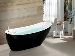 Vrijstaande Badkuip Natalia - Eenpersoons - 282L - 170X75X73Cm - Zwart-Shower & Design Hot
