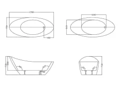 Vrijstaande Badkuip Natalia - Eenpersoons - 282L - 170X75X73Cm - Zwart-Shower & Design Hot
