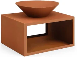 Vuurkorf Van Staal Corten Met Bergruimte Voor Hout - L90 X H67,5 X D75 Cm - Bezio-Vente-unique Hot