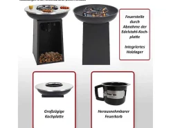 Vuurschaal Met Grillplaat Mcw-K97, O59Cm Zwart-Vente-unique