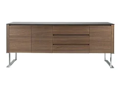 Walnoot Dressoir Met Zwart Glazen Blad 3060-Angel Cerda Hot