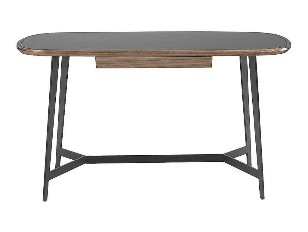 Walnoot En Zwart Getint Glazen Bureau 3137-Angel Cerda Discount