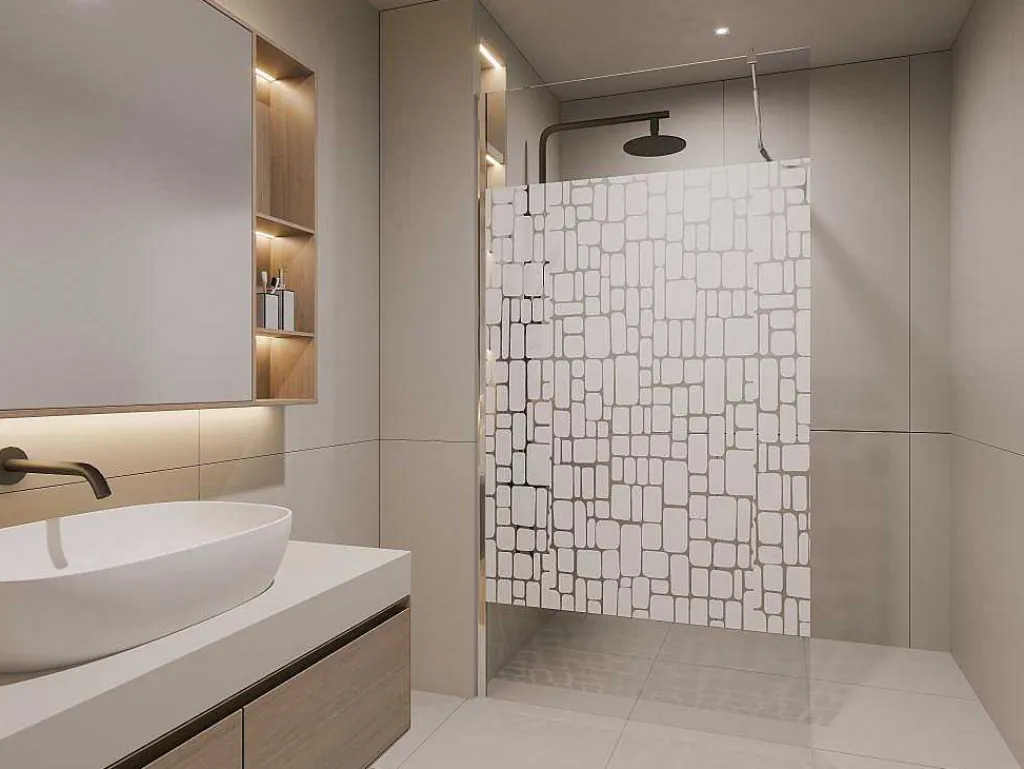 Wand Voor Inloopdouche Laura Van Gezeefdrukt Glas - 120X190 Cm-Shower & Design Discount