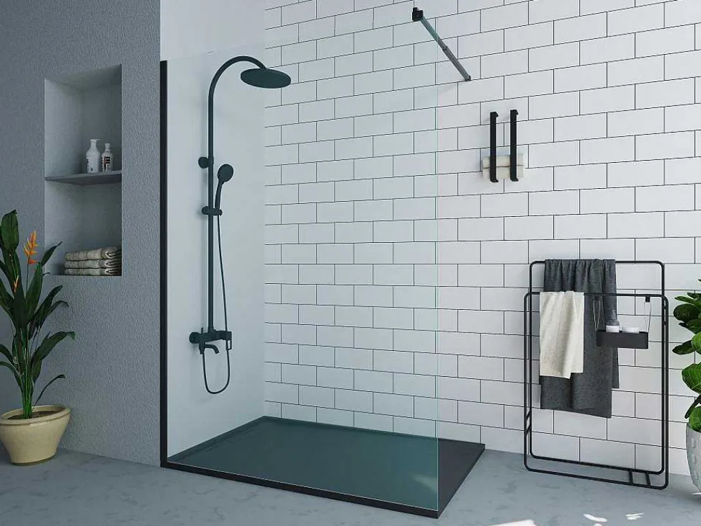 Wand Voor Inloopdouche Mat Zwart Met Industriele Stijl - 140X200 Cm - Daren-Shower & Design Hot