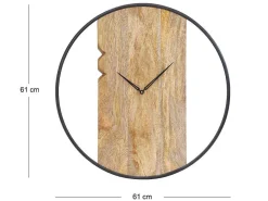 Wandklok In Twee Materialen - D61 Cm - Hout En Metaal - Licht Hout En Zwart - Galou-OZAIA Hot