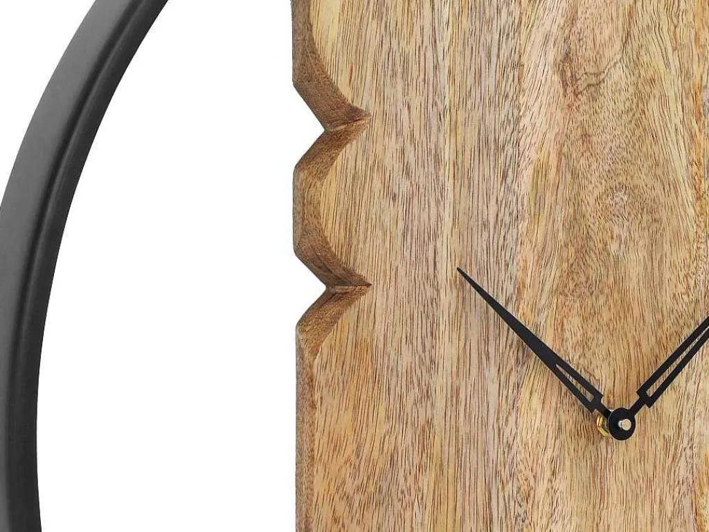 Wandklok In Twee Materialen - D61 Cm - Hout En Metaal - Licht Hout En Zwart - Galou-OZAIA Hot