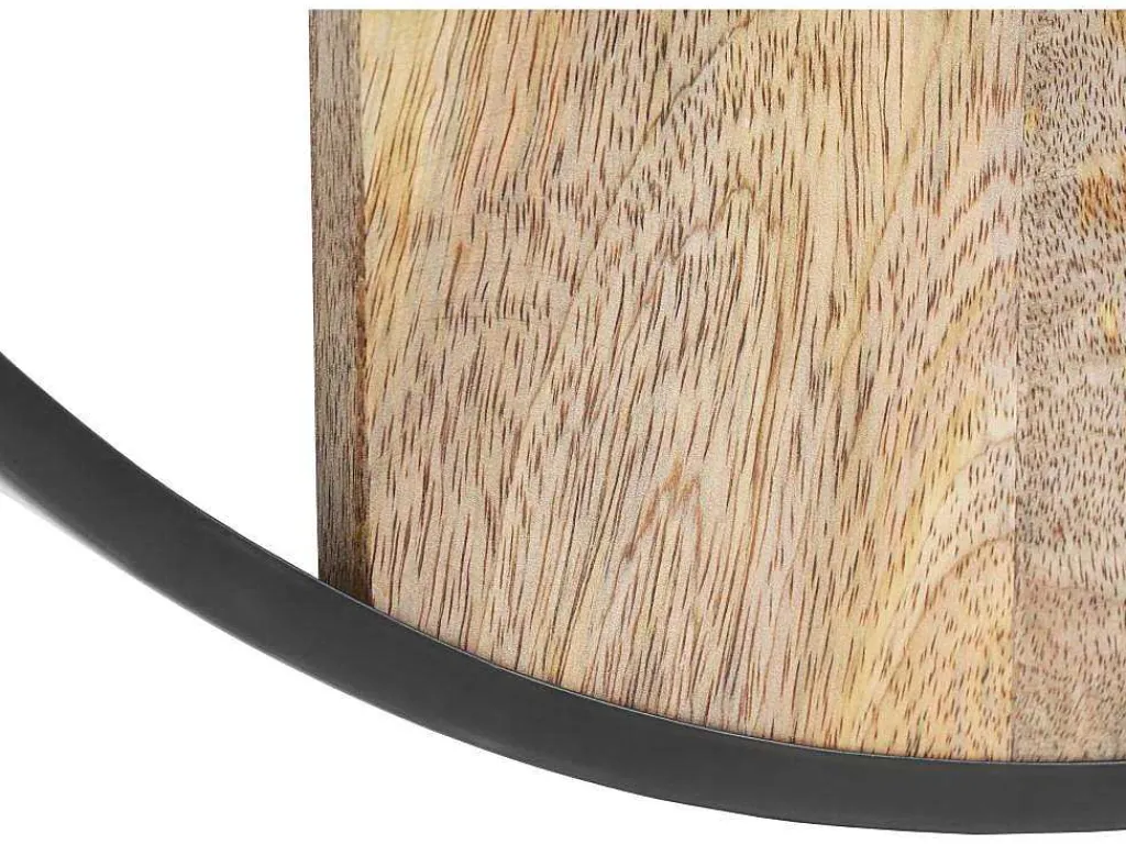 Wandklok In Twee Materialen - D61 Cm - Hout En Metaal - Licht Hout En Zwart - Galou-OZAIA Hot
