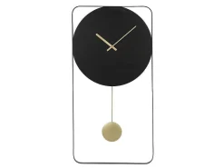 Wandklok Van Metaal - L31X H60 Cm - Zwart En Goudkleurig - Fastina-OZAIA Clearance