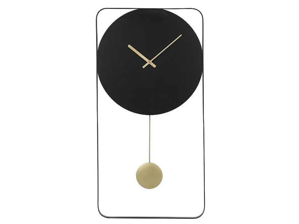 Wandklok Van Metaal - L31X H60 Cm - Zwart En Goudkleurig - Fastina-OZAIA Clearance