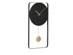 Wandklok Van Metaal - L31X H60 Cm - Zwart En Goudkleurig - Fastina-OZAIA Clearance