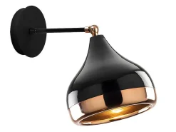 Wandlamp Van Metaal Met Verstelbare Kap Yildo - D17 X H28 Cm - Zwart En Koperkleurig-OZAIA Discount
