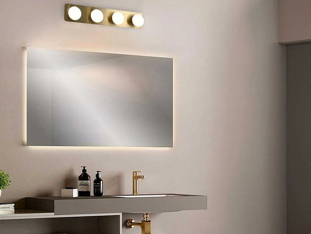 Wandlamp Voor Badkamer Met Ledverlichting Van Metaal, 4 Spots - L40 Cm - Goudkleurig - Morley-OZAIA Discount