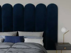 Wandpaneel Voor Hoofdeinde Japi - 210 Cm - Fluweel - Blauw - Van-PASCAL MORABITO New