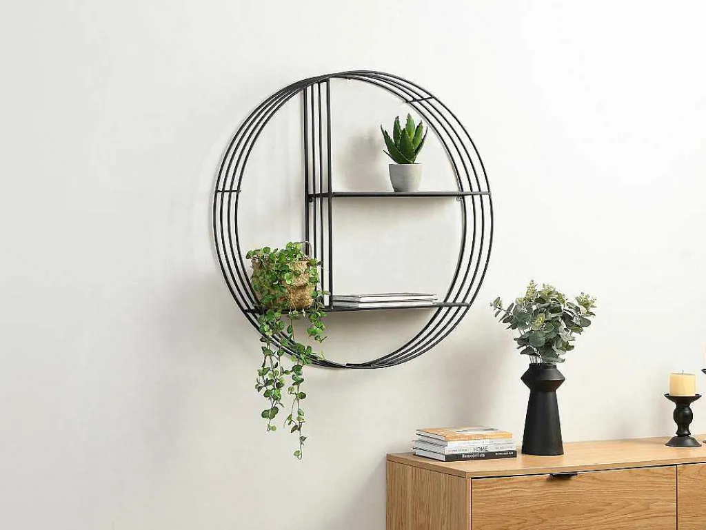 Wandrek Van Metaal - 2 Planken - Zwart - Nacera-Vente-unique Clearance