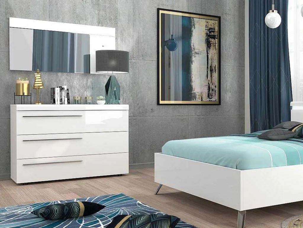 Wandspiegel Met 3 Haken - L. 120 X H. 60 - Wit - Niklos-Vente-unique