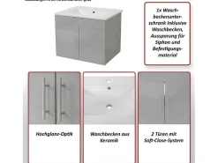 Wastafel + Wastafelmeubel Mcw-D16, Wit-Vente-unique