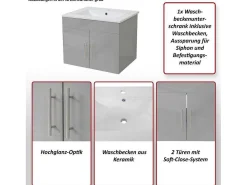 Wastafel + Wastafelmeubel Mcw-D16, Wit-Vente-unique