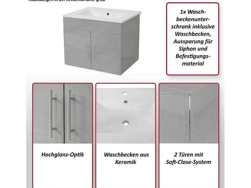 Wastafel + Wastafelmeubel Mcw-D16, Wit-Vente-unique