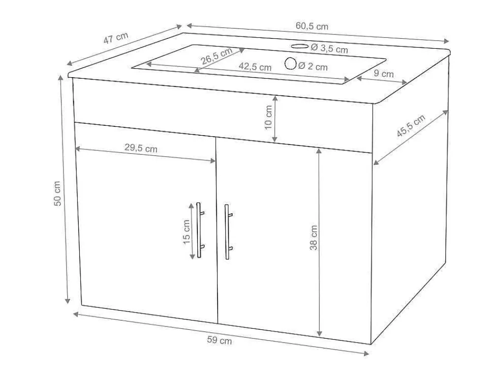 Wastafel + Wastafelmeubel Mcw-D16, Wit-Vente-unique